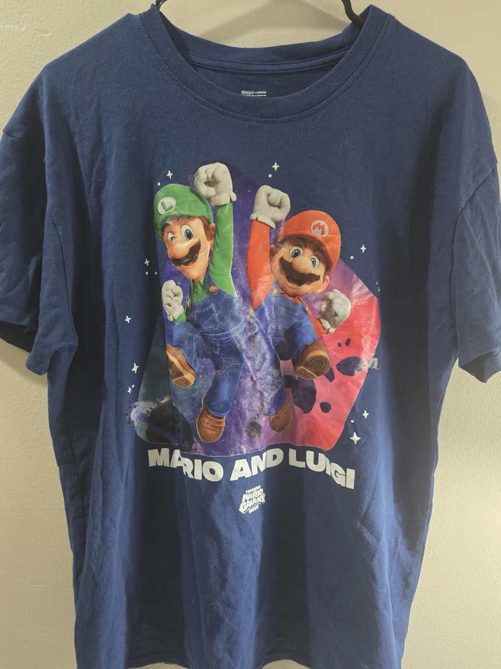 Nintendo Blue Mario & Luigi Graphic Tee with Red and Green Accents